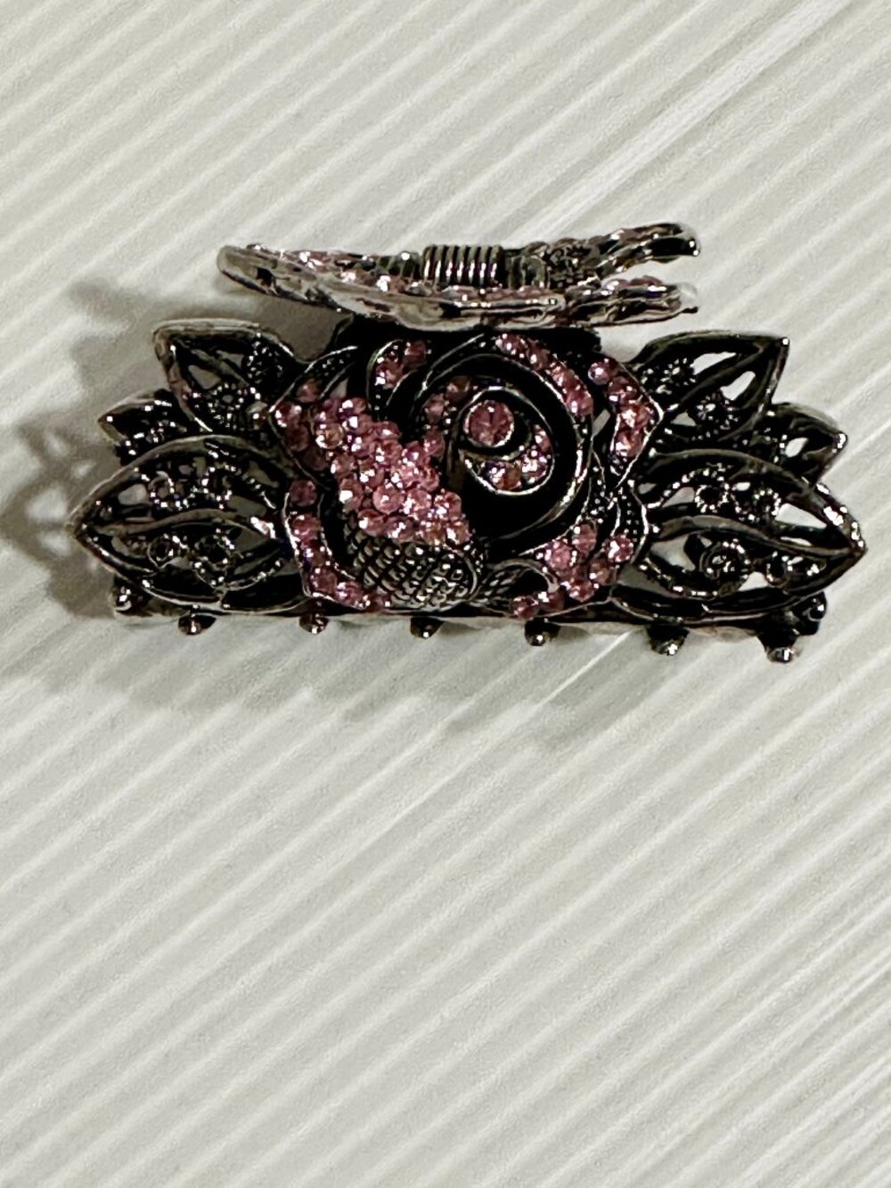 Pink Bejeweled Rhinestones Sparkle Metal Hair Claw Accessories
